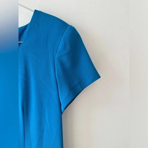 Vintage Steven Stolman - Ann Taylor Mini Dress- Button Back - Teal - Size 6 - Picture 2 of 10